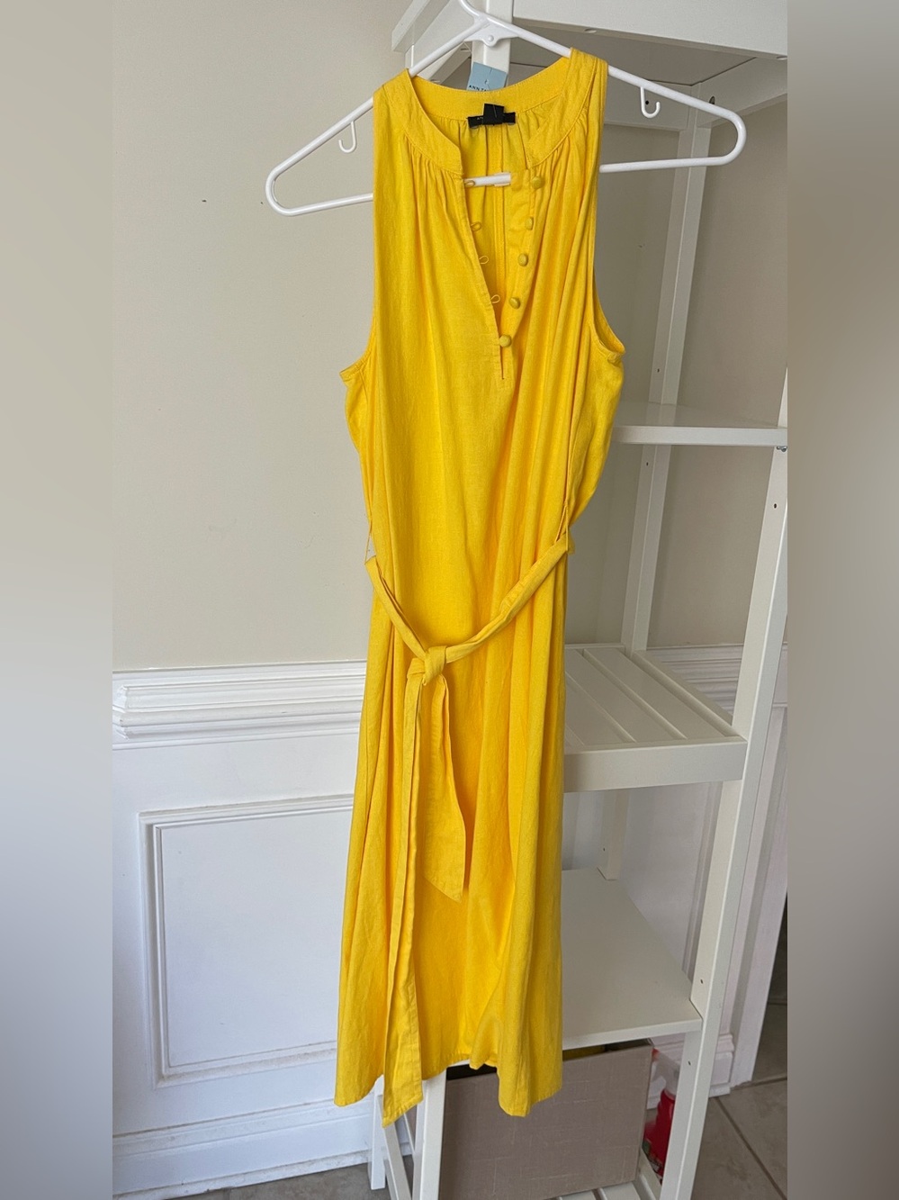 Ann Taylor Factory Yellow Sleeveless with Tie Waist